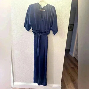 Dress Day Brand Blue Size Medium Woman's Wide Leg Pantsuit Soft Comfortable